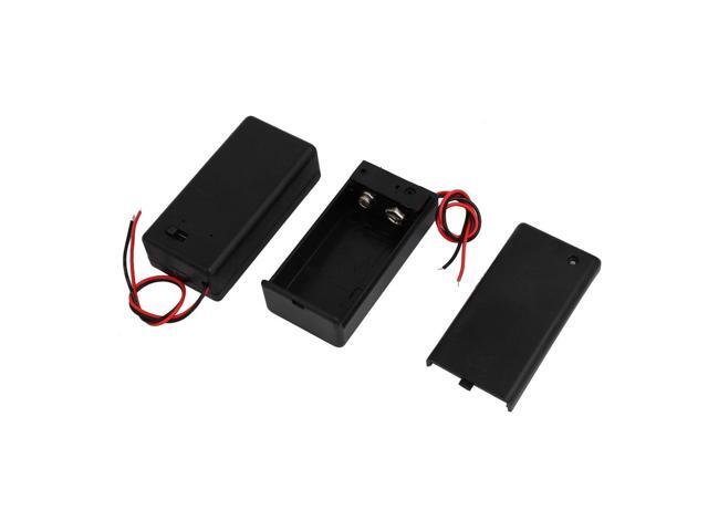 2 Pcs ON/OFF Switch 2 Wires Covered Battery Holder Case for 9V Battery