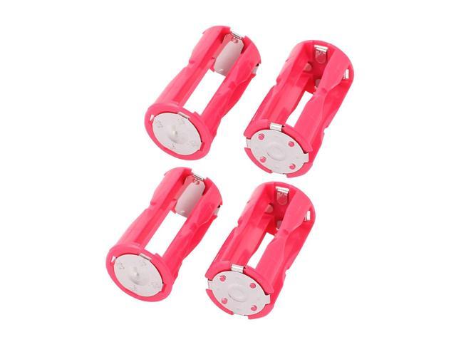 Photos - Power Tool Battery Unique Bargains 4Pcs Round Plastic Battery Holder Case Box Rose Red for 4 x 1.5V AAA Batte 