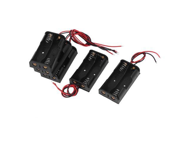 Photos - Power Tool Battery Unique Bargains 5 Pcs 3V Power Supply 2 X AA Battery Holder Storage Case Box 15cm Wire Lea 