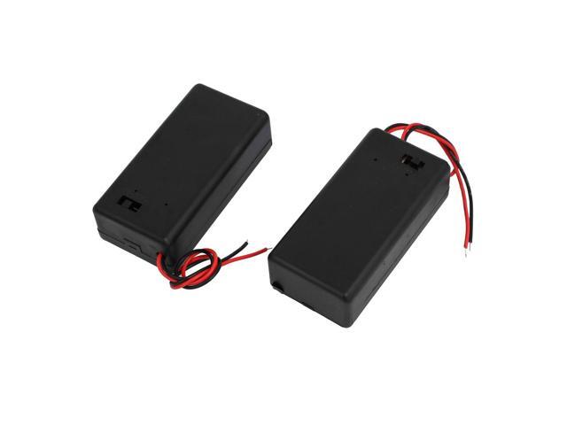 2 Pcs ON/OFF Switch 2 Wires Covered Battery Holder Case for 9V Battery
