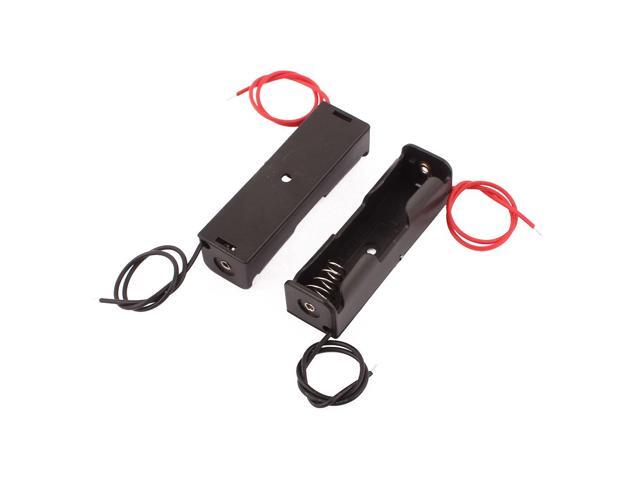 10 Pcs Double Wires Battery Box Open Holder Storage Case Black for 1 x 1.5V AA Batteries