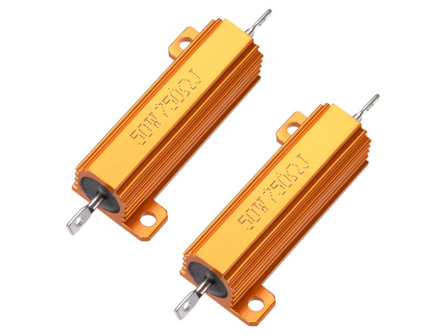 50W 750 Ohm 5% Aluminum Housing Resistor Screw Chassis Mounted Aluminum Case Wirewound Resistor Load Resistors Gold Tone 2pcs