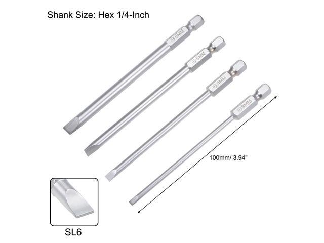Magnetic Screwdriver 5 in 1 Slotted Phillips Head 1/4inch Hex Shank Screwdrive Bits Set W Round Shaft Non Slip Comfortable Handle
