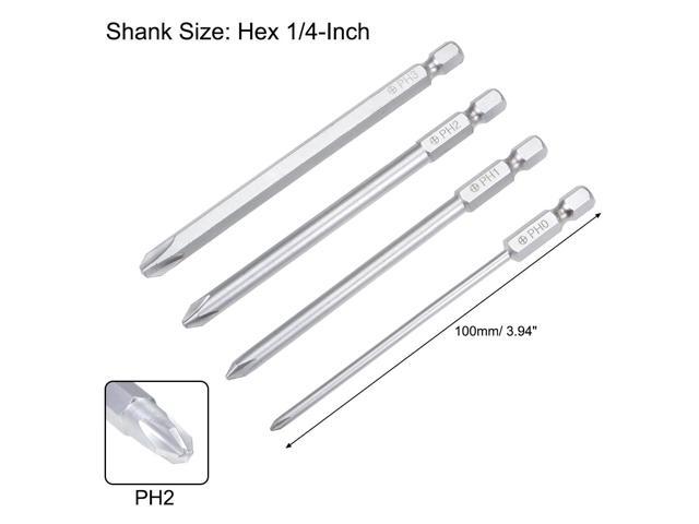 Magnetic Screwdriver 5 in 1 Slotted Phillips Head 1/4inch Hex Shank Screwdrive Bits Set W Round Shaft Non Slip Comfortable Handle