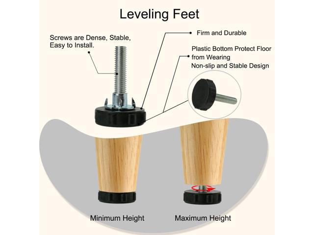 M10 x 50 x 42mm Screw on Furniture Glide Leveling Feet Floor Protector Adjuster Pad with T-nuts for Machine Sofa Leg 4pcs