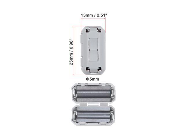 5mm Ferrite Cores Ring Clip-On RFI EMI Noise Suppression Filter Cable Clip, Gray 10pcs