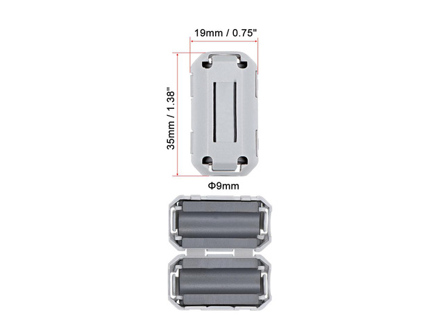 9mm Ferrite Cores Ring Clip-On RFI EMI Noise Suppression Filter Cable Clip, Grey 5pcs