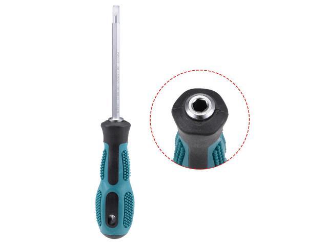 Magnetic Screwdriver 4 in 1 Dual Way Slotted Phillips Head 1/4inch Hex Shank Screwdrive Bits Set W Round Shaft Non Slip Comfortable Handle