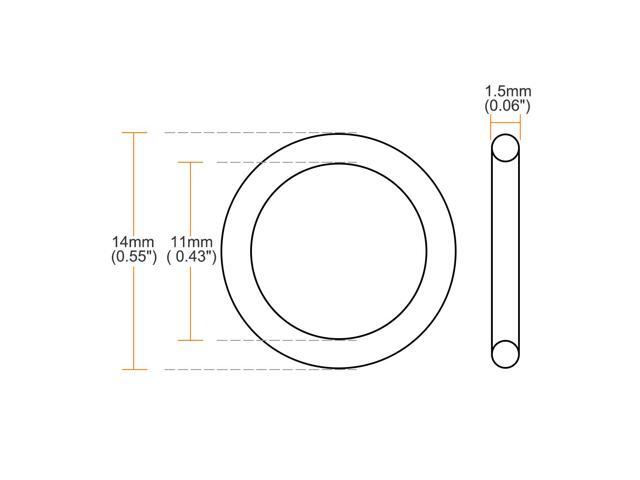 Fluorine Rubber O Rings, 14mm OD, 11mm Inner Diameter, 1.5mm Width, Seal Gasket Green 10Pcs