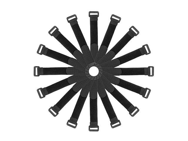 Reusable Cable Ties 8 Inch Hook and Loop Cord Wrap with Buckle Black 50pcs