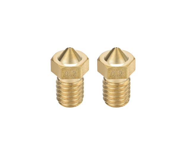 0.2mm 3D Printer Nozzle, Fit V6 Extruder Head, for 1.75mm Filament Brass 2pcs