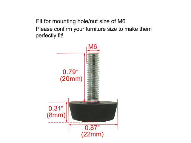 M6 x 22 x 22mm Furniture Glide Leveling Feet Floor Protector for Table Leg 20pcs
