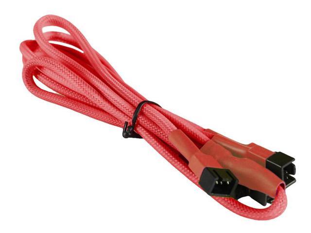 Red 3-Pin to 4 x 3-Pin Computer Case Black Sleeved Fan Power Y-Splitter Cable for PC Computers