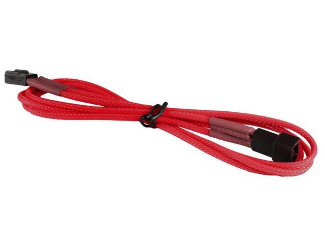 Red 3-Pin Fan Extension Cable Cord Premium Braided Adapter PC Computer