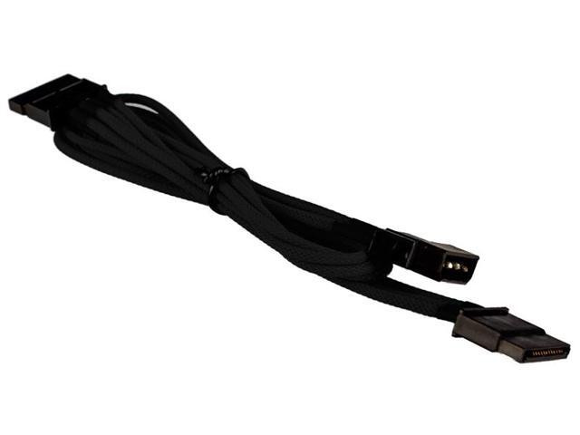 Black 4-pin to 2 x SATA Cable Power Cord Premium Braided Adapter