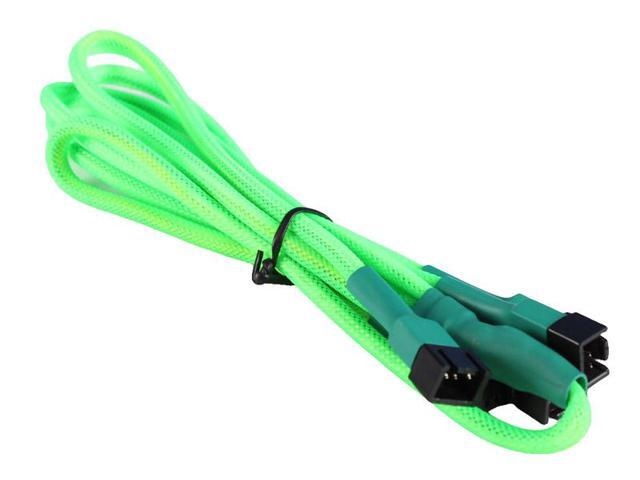 Green 3-Pin to 4 x 3-Pin Computer Case Black Sleeved Fan Power Y-Splitter Cable
