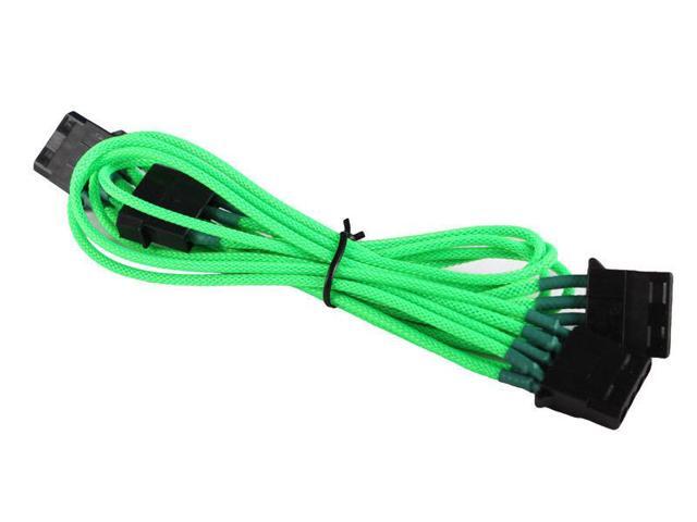 Green to 3 x 4-pin Cable Cord Premium Braided Adapter PC Computer