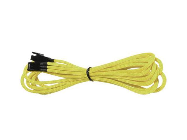 Yellow 3-Pin Fan Extension Cable Cord Premium Braided Adapter PC Computer