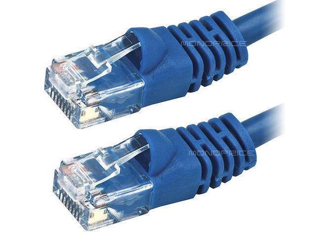 Monoprice Cat5e Ethernet Patch Cable - 0.5 Feet - Blue Network Internet Cord - RJ45, Stranded, 350Mhz, UTP, Pure Bare Copper Wire, 24AWG
