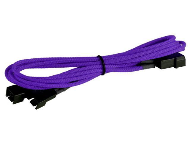 Purple 4-pin to 2x 3-Pin Fan Braided Power Cord Cable Adapter PC Computer