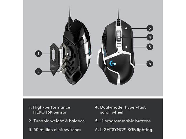 Logitech - G502 HERO SE Wired Optical Gaming Mouse with RGB Lighting - Wired - Black - image 10