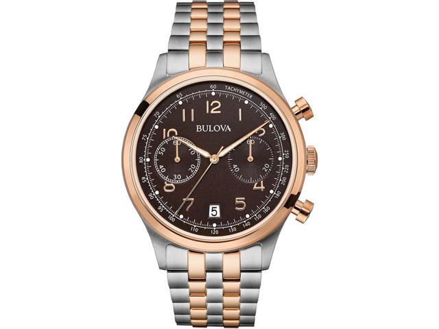 Bulova 98B248 Mens Silver & Rose Gold Finish Chronograph Watch