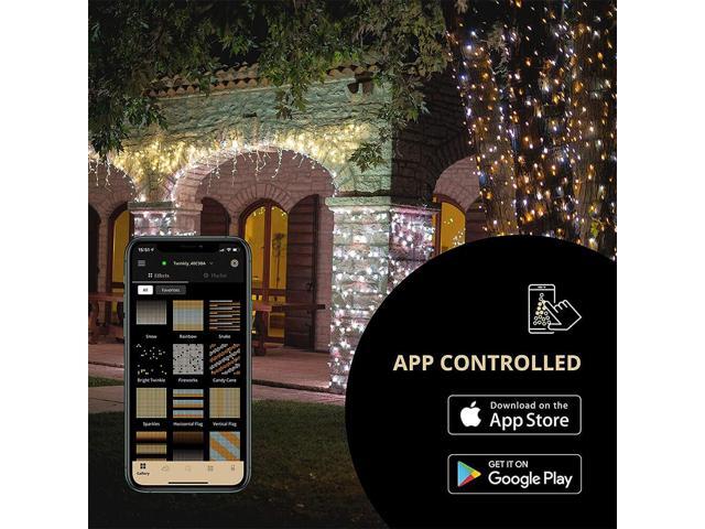 Twinkly Icicle App-Controlled Smart LED Christmas Lights 190 AWW Amber/White