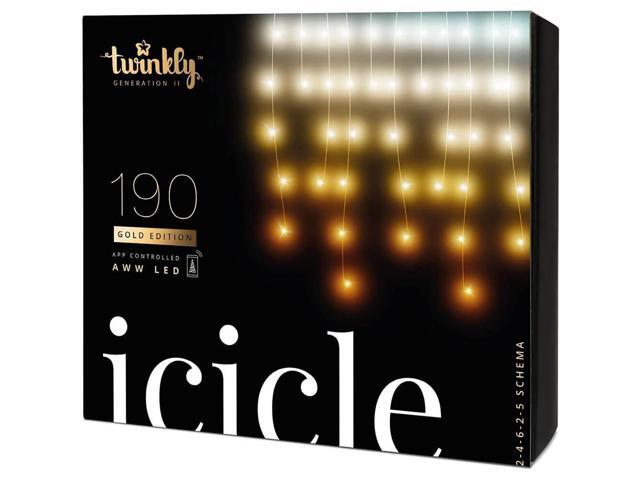 Twinkly Icicle App-Controlled Smart LED Christmas Lights 190 AWW Amber/White