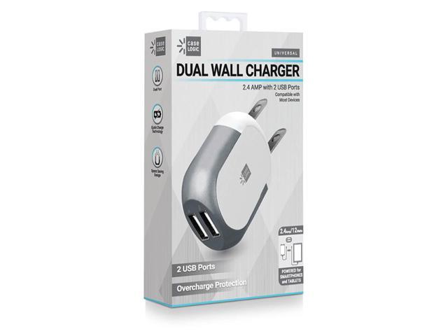 Case Logic CLOPW2106SG 2.4A Dual-USB Soft Gray Wall Charger