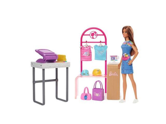 Mattel HKT78 Barbie Make & Sell Boutique Playset With Brunette Doll