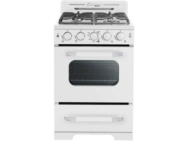 UNIQUE UGP24CRW 2.9 Cu. Ft. Marshmallow White Freestanding Classic Retro Convection Gas Range