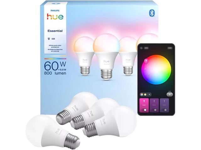 Hue 592592 White and Color Ambiance Essential A19 60W Smart Bulbs (4-Pack)