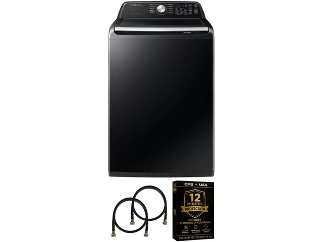 Samsung WA47CG35KIT1 4.7 Cu Ft Top Load Washing Machine Bundle with Built-In WaterJet Faucet, Self Clean, Low Vibratio