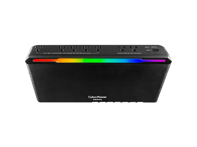 CyberPower GX950UC GX UPS Series 7 Outlet RGB Surge Protector with USB Ports - Black