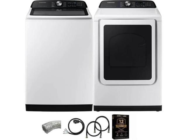 Samsung WA52DG5530K1 White Top Load High Efficiency Smart 5.2 Cu Ft Washer and 7.4 Cu Ft Electric Dryer Laundry Pair w