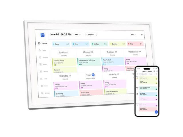 Proscan PDPFC1500 15.6 inch Smart Family Calendar Wi-Fi Cloud Digital Picture Frame - White