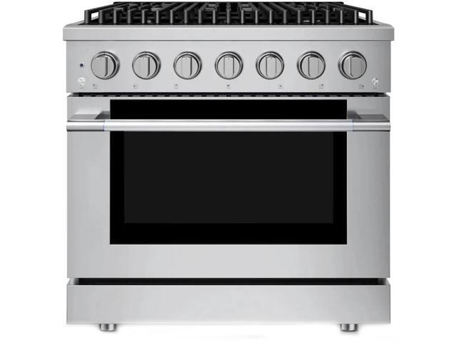 HAUSLANE PRD36SS 5.2 Cu. Ft. Stainless Freestanding Dual Fuel Convection Range