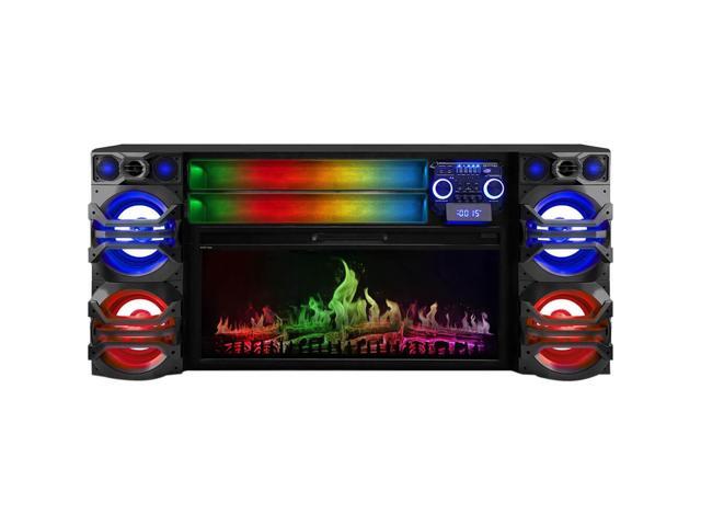 Technical Pro XFIRE70 Professional Quad 10 inch Entertainment Center with 40 inch Fireplace