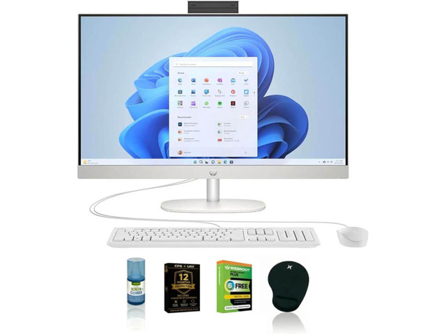 HP 24CR0410KIT1 23.8 inch All in One Desktop AMD Athlon Silver 7120U 8GB RAM 256GB SSD FHD IPS Display Windows 11 Home