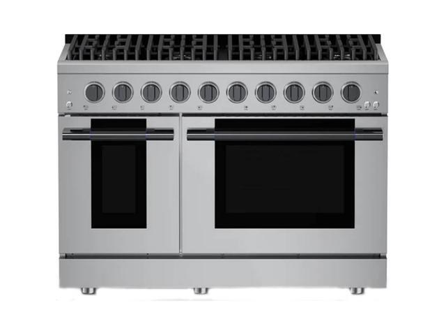 HAUSLANE PRG48SS 6.7 Cu. Ft. Stainless Slide-In Double Oven Gas Range