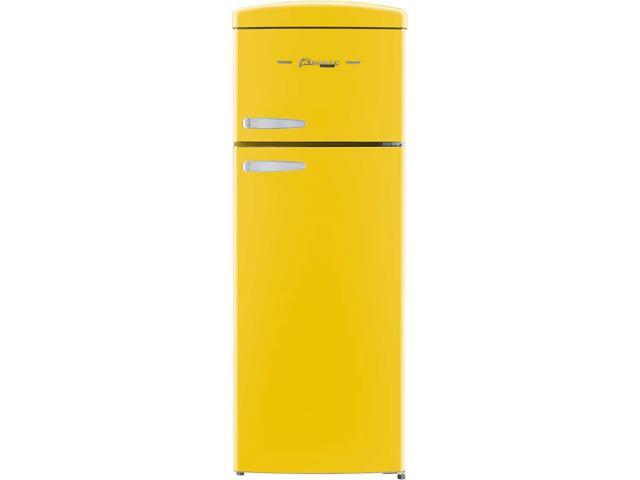 UNIQUE UNQFR7CTYAC 7.5 Cu. Ft. Canary Yellow Classic Retro Top Freezer Counter-Depth Refrigerator