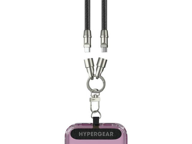 Hypergear 16280 4 Ft. TECHcessories 2-in-1 Universal Crossbody Phone Strap and 60W USB-C Charging Cable - Black