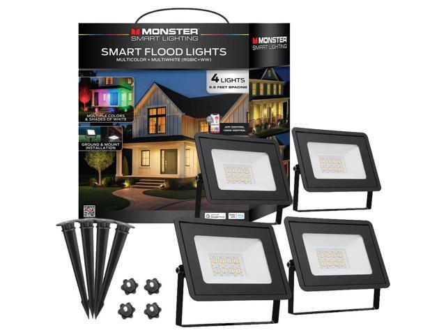 Monster MOW71017ICW Multi-Color and White Outdoor Smart Floodlights - 4 Pack