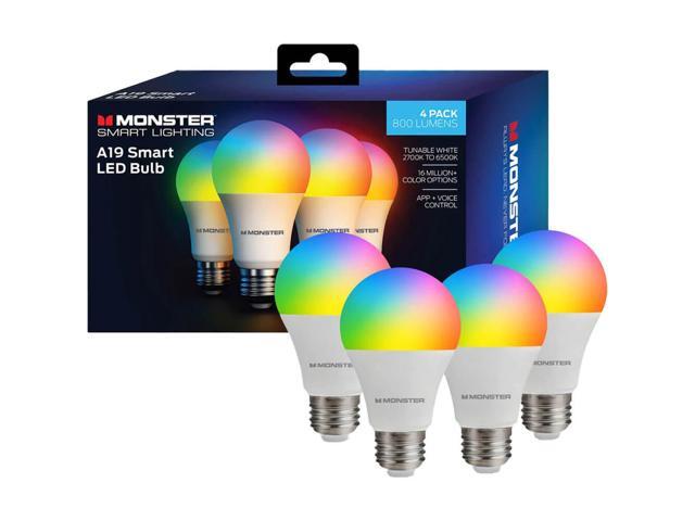 Monster MBW710044PK Multi-Color and White A19 LED Smart Light Bulbs - 4 Pack