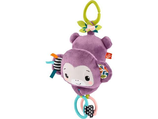 Fisher-Price JBG94 Sing and Go Purple Monkey Baby Stroller Plush Sensory Toy