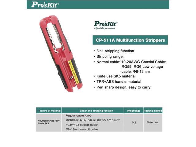 CP-511A 3in1 Multifunction 10-20AWG Coaxial Cable RG59 RG6 8-13mm Strippers Stripping Knife
