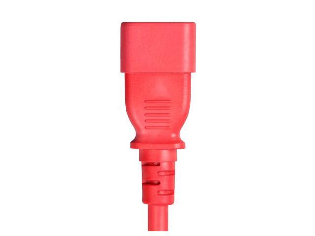 Monoprice 18AWG Power Extension Cable / Cord - 3ft - Red 3 Conductor PC/Mon 10A (IEC 60320 C14 to IEC 60320 C13)