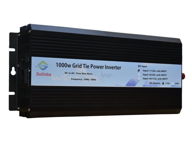 Solinba 1000w on grid tie pure sine wave power inverter DC11-28v to AC 90-130v, 46-65Hz, USA plug, black color