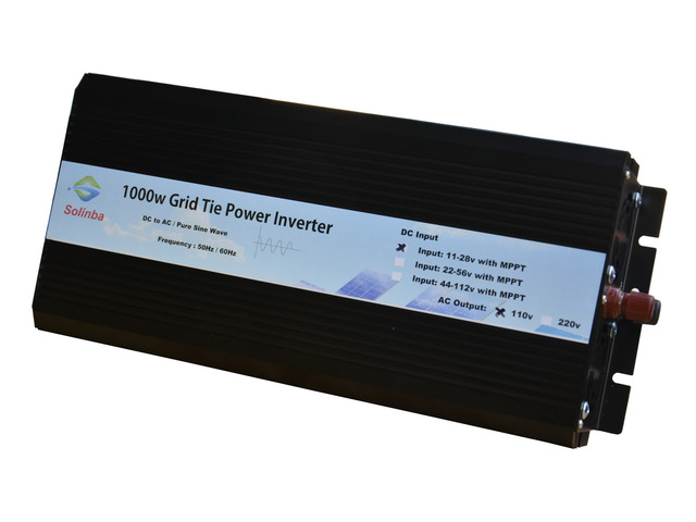 Solinba 1000w on grid tie pure sine wave power inverter DC11-28v to AC 90-130v, 46-65Hz, USA plug, black color