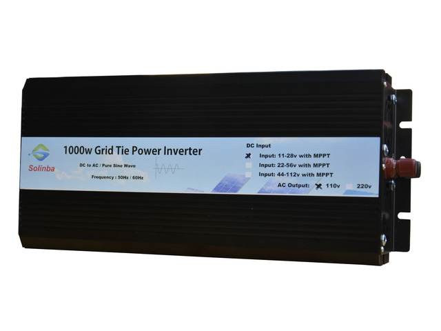Solinba 1000w on grid tie pure sine wave power inverter DC22-56v to AC 90-130v, 46-65Hz, USA plug, black color